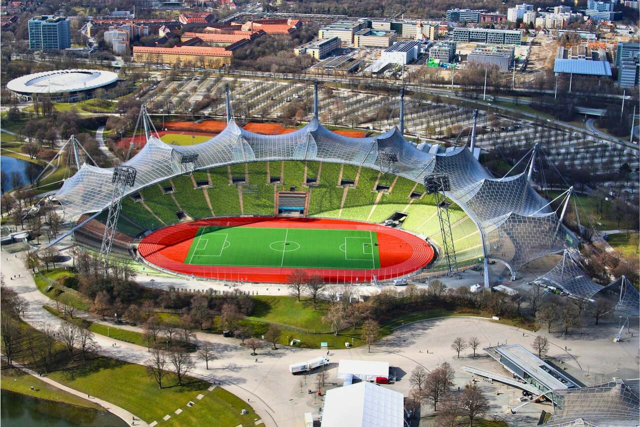 Vogelperspektive des Olympiapark in München